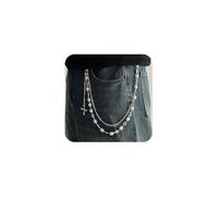 XFSRG Catena Per Pantaloni Uomo Moda Punk Con Rivetti In Acciaio E Perle Colorate Accessorio Elegante Per Jeans E Portafoglio (Argento B)