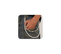 XFSRG Catena Per Pantaloni Uomo Moda Punk Con Rivetti In Acciaio E Perle Colorate Accessorio Elegante Per Jeans E Portafoglio (Oro A)