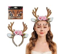 XFSRG Cerchietto In Corno Fasce Per Capelli Donna Con Adesivi Per La Faccia Accessori Carnevale Eleganti Per Feste E Eventi(B)