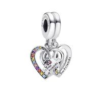 XFSRG Charm Bracciale Cuore in Argento e Oro Rosa con Cristalli Brillanti Ciondolo Elegante per Bracciali Donna (Silber)