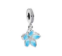 XFSRG Charm Bracciale Fiore Smaltato Elegante Ciondolo Colorato per Bracciali Donna Moda Gioielli (Blu)