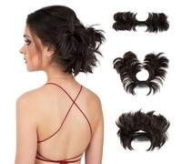 XFSRG Chignon Capelli con Inserto per Spazzola Finto Ricci Sintetici Spessi Coda Posticcio Hair Extension Ponytail di Cavallo per Donna(Nero Marrone)