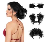 XFSRG Chignon Capelli con Inserto per Spazzola Finto Ricci Sintetici Spessi Coda Posticcio Hair Extension Ponytail di Cavallo per Donna(Nero)