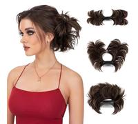XFSRG Chignon Capelli con Inserto per Spazzola Finto Ricci Sintetici Spessi Coda Posticcio Hair Extension Ponytail di Cavallo per Donna(Marrone Scuro)