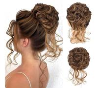XFSRG Chignon Finto per Capelli Spettinato Voluminoso Finti con Elastico Chignon Sintetico Ondulato Elastico Capelli Finti Coda Raccolta per Donna (Marrone Chiaro)