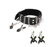 XFSRG Choker Donna Collare BDSM in Pelle con Catena e Pinze Capezzoli Girocollo Donna Elegante e Sensuale per Bondage e Costrizione