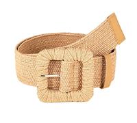 XFSRG Cintura Donna Elegante in Paglia Intrecciata con Fibbia Ampia Accessorio Moda Versatile per Ogni Occasione (Cachi)