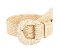 XFSRG Cintura Donna Elegante in Paglia Intrecciata con Fibbia Rotonda Accessorio di Moda per Ogni Occasione (Albicocca)
