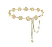 XFSRG Cintura Donna Moda Vintage Occidentale con Catena della Vita Fibbia Decorativa in Metallo Regolabile Oro/Argento per Jeans Cappotti e Abiti(Oro)