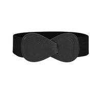 XFSRG Cintura Elastica Larga da Donna Cinture Vita Vintage Elegante Semplice con Moda Fibbia per Abiti Jeans e Pantaloni (Nero/80CM)