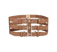 XFSRG Cintura Obi Donna Larga Rivetti Ritagliate in Pelle PU Corsetto Pirata Elastica Fusciacca Eleganti Moda Casual D'Epoca per Abiti Vestito Festa Maglione Camicia(Marrone)