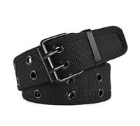 XFSRG Cintura Unisex con Borchie in Tela Cintura a Doppio Foro Regolabile per Uomo e Donna Cinta in Tessuto per Jeans e Pantaloni da Lavoro (Nero)