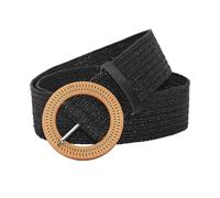 XFSRG Cinture Donna Eleganti in Paglia Intrecciata con Fibbia Rotonda Accessori Moda per Donna Perfetta per Abiti Estivi e Casual (Nero)