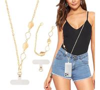 XFSRG Cinturino Catena per Cellulare in Metallo Cordino Universale per Telefono con 2 Patch Cinturino da Polso Staccabile per Telefono Tracolla Cellulare Donna