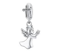 XFSRG Ciondoli Eleganti in Argento Sterling con Croce e Angioletti per Collane e Braccialetti Ideale per Comunione e Occasioni Speciali (Croce D'Angelo)
