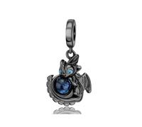 XFSRG Ciondolo Charm per Braccialetti Collane Halloween Pendente DIY con Perline Drago Dell’Eclissi Notturna in Rame con Perla di Vetro Blu Luminoso Ideale per Gioielli e Portachiavi