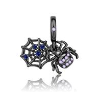 XFSRG Ciondolo Charm per Braccialetti Collane Halloween Pendente DIY con Perline Ragno in Rame su Rete Filigranata con Cristalli di Vetro Viola Ideale per Gioielli e Portachiavi