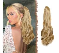 XFSRG Clip Coda di Cavallo Estensioni Coda Ondulata Lunga Coda di Cavallo Extension con Ricci Posticci Sintetici Ondulati Finta Capelli Clip Posticci Ponytail Extension per Donna Marrone chiaro 6H24#