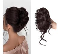 XFSRG Coda Capelli Extension con Clip ad Artiglio Sintetici Posticci Disordinato Ricci Ondulati Naturale Chignon Facile per Donne Ragazze(Marrone scuro)