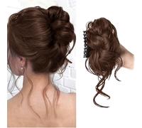 XFSRG Coda Capelli Extension con Clip ad Artiglio Sintetici Posticci Disordinato Ricci Ondulati Naturale Chignon Facile per Donne Ragazze(Marrone chiaro)