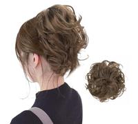 XFSRG Coda Capelli Extension Elastici Chignon Finti Sintetica Ondulato Voluminoso con Fascia per Riccio Disordinato in Fibra Sintetica Naturale Ideale per Sposa o Cerimonia(Marrone Scuro)
