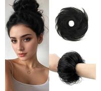XFSRG Coda Capelli Extension Elastico Capelli Finti Ondulato Naturali Coda di Cavallo Pezzo Sintetico Posticci per Donne Ragazze(Nero naturale)