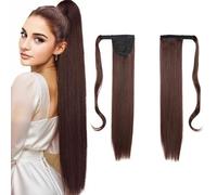 XFSRG Coda di cavallo liscia con chiusura a strappo extension capelli naturali sintetici, facile da applicare, per lavoro, feste e uscite quotidiane(Marrone Rossastro-M2-33)
