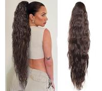 XFSRG Coda Finta Capelli Ondulati Lunghe Coda Capelli Extension Ondulata Sintetica con Coulisse Capelli Coda Posticci Ricci Ondulati per Donna（Marrone/66CM）
