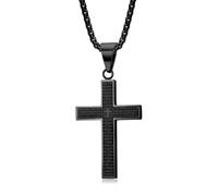 XFSRG Collana Croce Uomo Collane con Pendente Crocifisso Nero Gioielli per Uomini e Ragazzi Ideale per Battesimo e Uso Quotidiano