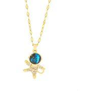XFSRG Collana Donna Astronauta Placcato Oro 18K con Cristalli Elegante Gioiello per Ogni Occasione