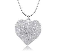 XFSRG Collana Donna Cuore Argento 925 con Fiori Intagliati Elegante Collana per Compleanno e Anniversario Gioielli di Moda per Donne