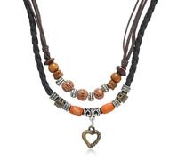 XFSRG Collana Donna Cuore Collana Surfer Girocollo di Perline Boho Gioielli in Africano Collane Pietre Naturali Irregolare Ciondolo Colorate Collane per Matrimoni Feste Regalo di Compleanno