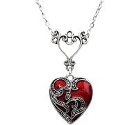 XFSRG Collana Donna Elegante con Ciondolo a Cuore Rosso Vintage Gioielli di Moda per Donne Accessorio Perfetto per Ogni Occasione