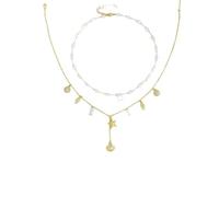 XFSRG Collana Donna Elegante con Perle e Conchiglie Gioielli Moda per Donna Girocollo Donna Stile Boho Chic Accessorio Perfetto per Ogni Occasione (2)