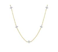 XFSRG Collana Donna Fiore a Quattro Petali Zirconi Collana Lussuoso e Brillante Adatto per Tutti i Giorni Feste Celebrazioni