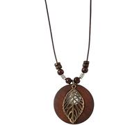 XFSRG Collana Donna in Legno e Metallo Collana con Pendente a Foglia Stile Boho Chic Accessorio Elegante per Tutte le Occasioni