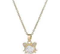 XFSRG Collana Donna in Oro con Ciondolo a Forma di Gatto e Cristallo Elegante Gioiello per Ogni Occasione