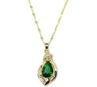 XFSRG Collana Donna in Oro con Pendente Smeraldo e Cristalli Elegante Gioiello Swarovski per Occasioni Speciali e Regalo Compleanno