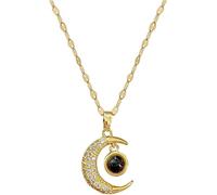 XFSRG Collana Donna Luna e Stella in Oro 18K con Cristalli Swarovski Elegante Gioiello per Ogni Occasione Regalo Compleanno Donna
