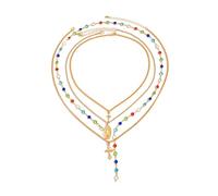 XFSRG Collana Donna Multistrato con Ciondolo a Croce Gioielli Eleganti e alla Moda per Ogni Occasione(Oro)
