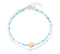 XFSRG Collana Girocollo Donna Estiva con Perline Colorate e Ciondolo Tartaruga e Stella Marina, Collana Choker in Acciaio Inossidabile, Catenina Argento Elegante per Ogni Occasione