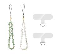 XFSRG Collana Porta Cellulare Elegante con Pietre Cordoncino Regolabile Universale per Cellulari Accessorio di Stile per Tutte le Occasioni (Bianco, Verde)