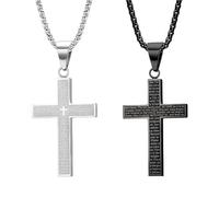 XFSRG Collana Uomo Acciaio Croce Elegante con Catena in Argento per Moda e Stile