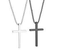 XFSRG Collana Uomo Acciaio Inossidabile Croce Argento Nero Design Elegante Per Ogni Occasione
