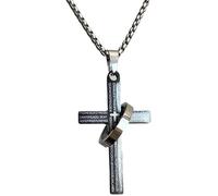 XFSRG Collana Uomo in Acciaio Inossidabile con Croce e Anello Rotante Design Elegante e Moderno per Ogni Occasione