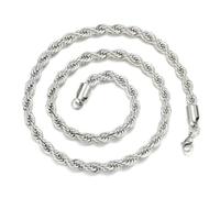 XFSRG Collana Uomo Inossidabile Catena Intrecciata Elegante e Resistente Accessorio per Ogni Occasione(Argento 18 pollici 4mm)