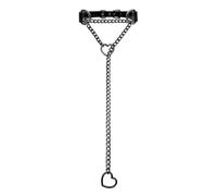 XFSRG Collare con O-Ring Choker in PU pelle per Bondage Collana Slave con Catena e Cuore Collare Regolabile per Fetish e SM Accessorio per Adulti