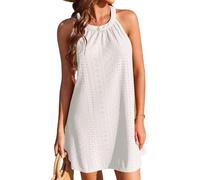 XFSRG Copricostume Donna Mare Senza Fashion Maniche Abito da Spiaggia Estivo Vestito da Mare Casual Vuoto Jacquard Abito (Bianco M)