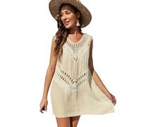 XFSRG Copricostume Donna Mare Sexy Vestito da Spiaggia con Crochet Abiti da Spiaggia Copri Costume Copricostumi da Bagno Sexy Bikini Cover Up (Albicocca)