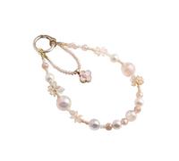 XFSRG Cordino per Cellulare con Perline di Cristallo e Ciondolo a Fiore Laccetto da Polso Compatibile con Cover Anti Perdita (Rosa)